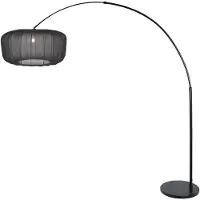 Steinhauer Zwarte booglamp Vela Lino 4565ZW met textiel kap Ø60 cm