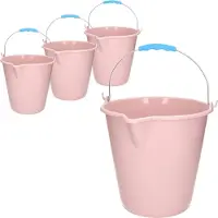 PlasticForte Emmer - 4x stuks - met schenktuit - 12L - oud roze - schoonmaakemmer