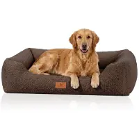 Knuffelwuff orthopedisch hondenbed Wollekopp van knuffelzacht teddymateriaal XL 105 x 75cm Bruin