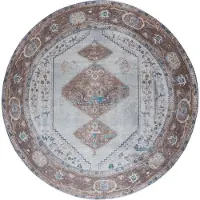 Veer Carpets Vloerkleed karaca blue/brown 06 rond ø200 cm