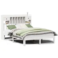 vidaXL Bed met boekenkast zonder matras grenenhout wit 140x200 cm