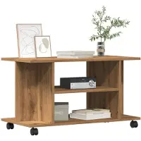vidaXL Tv-meubel met wieltjes 80x40x45cm bewerkt hout artisanaal eiken