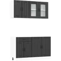 vidaXL 4-delige Keukenkastenset Lucca bewerkt hout zwart