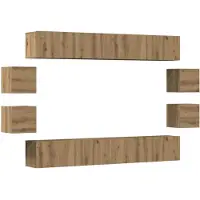 vidaXL 8-delig Tv-meubelset wandmontage bewerkt hout artisanaal eiken