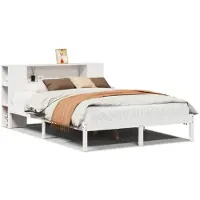 vidaXL Bed met boekenkast zonder matras grenenhout wit 160x200 cm