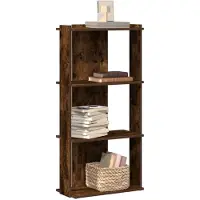 vidaXL Boekenkast 3-laags 60x30x120 cm bewerkt hout gerookt eikenkleur