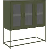 vidaXL Dressoir 100,5x39x107 cm koudgewalst staal olijfgroen