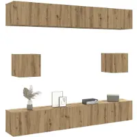 vidaXL 6-delig Tv-meubelset wandmontage bewerkt hout artisanaal eiken