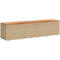 vidaXL Tuinkist, beige, 220x50x54 cm, polyrotan, acaciahout