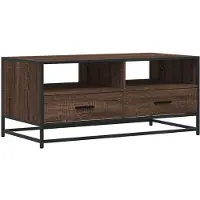 vidaXL Salontafel 100x50x45 cm bewerkt hout en metaal bruin eikenkleur