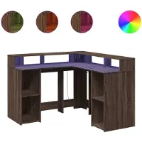 vidaXL LED-bureau, bruin, eikenlook, 130x130x91 cm, houtvezel