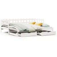 vidaXL Slaapbank met onderschuifbed/lades zonder matras 90x190 cm wit