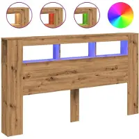 vidaXL Hoofdeinde met LED 180x18,5x103,5 cm hout artisanaal eikenkleur