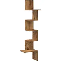 vidaXL Hoekwandschap 32x32x127,5 cm bewerkt hout oud houtkleurig