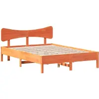 vidaXL Bedframe zonder matras massief grenenhout wasbruin 135x190 cm