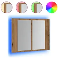 vidaXL LED-spiegelschaaf Artisan-eikenhout, 60x12x45 cm, houtvezel