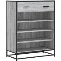 vidaXL Schoenenkast 75x38x97,5 cm bewerkt hout en metaal grijs sonoma