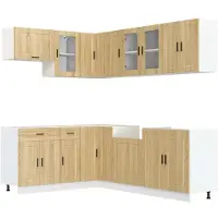 vidaXL 11-delige Keukenkastenset Porto bewerkt hout sonoma eikenkleur