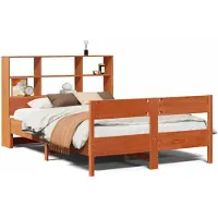 vidaXL Bed met boekenkast zonder matras grenenhout wasbruin 150x200 cm