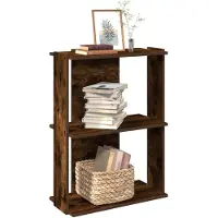 vidaXL Boekenkast 3-laags 60x30x80 cm bewerkt hout gerookt eikenkleur