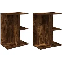 vidaXL Nachtkastjes 2 st 46,5x29x61 cm bewerkt hout gerookt eikenkleur