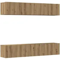 vidaXL Tv-wandkasten 4 st bewerkt hout artisanaal eikenkleurig