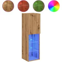 vidaXL Tv-meubels met LED's 2 st 30,5x30x102 cm artisanaal eiken