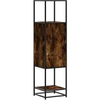 vidaXL Hoge kast 35,5x35x139 cm bewerkt hout en metaal gerookt eiken