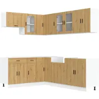 vidaXL 11-delige Keukenkastenset Porto bewerkt hout artisanaal eiken