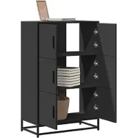 vidaXL Hoge kast 68x35x106,5 cm bewerkt hout en metaal zwart