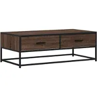 vidaXL Salontafel 100x50x35 cm bewerkt hout en metaal bruin eikenkleur