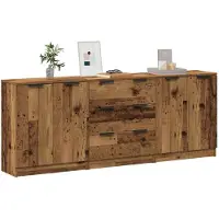 vidaXL Dressoirs 3 st 60x30x70 cm bewerkt hout oud houtkleurig