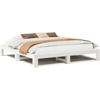 vidaXL Bedframe zonder matras massief grenenhout wit 180x200 cm