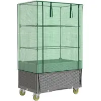 vidaXL Plantenbak verhoogd met hoes en wielen 80x50x182 cm rattanlook