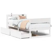 vidaXL Bedframe zonder matras massief grenenhout wit 75x190 cm
