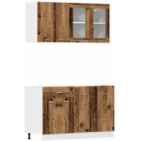 vidaXL 4-delige Keukenkastenset Lyon bewerkt hout oud houtkleurig