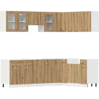 vidaXL 11-delige Keukenkastenset Lyon bewerkt hout artisanaal eiken