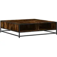 vidaXL Salontafel 100x100x30 cm bewerkt hout en metaal gerookt eiken