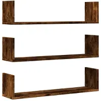 vidaXL Wandschappen 3 st 80x18x18 cm bewerkt hout gerookt eikenkleurig