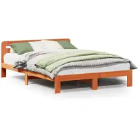 vidaXL Bed met matras massief grenenhout wasbruin 140x190 cm