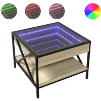 vidaXL Salontafel met Infinity LED 50x50x38 cm sonoma eikenkleurig
