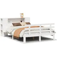 vidaXL Bed met boekenkast zonder matras grenenhout wit 140x190 cm