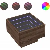 vidaXL Bijzettafel met LED 40x40x30 cm bewerkt hout bruin eikenkleur