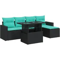 vidaXL 6-delige tuinmeubelset met kussens, zwart, polyrotan