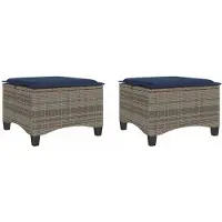 vidaXL Tuinkrukken met kussens 2 st 55x55x36 cm poly rattan grijs