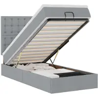 vidaXL Bed poef met matras en LED's stof 80x200 cm lichtgrijs