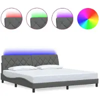 vidaXL Bedframe met LED zonder matras 200x200 cm stof donkergrijs