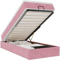 vidaXL Ottoman bed met matras 90x200cm fluweel roze