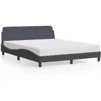 DKD Home Decor Bedframe met hoofdeinde, donkergrijs, 160x200 cm, fluweel