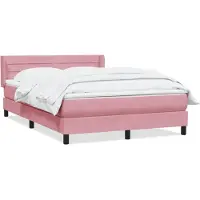 vidaXL Boxspring met matras fluweel roze 140x210 cm
